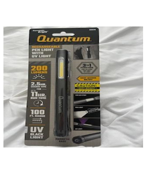 Quantum  Rechargeable Pen Light with UV Light