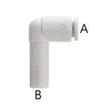 Thermoplastic 90* elbow (A)4mm female push-in to (B)6mm male