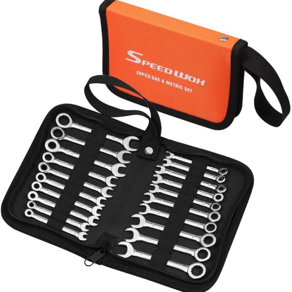 20 Pcs Mini Wrench Set Metric and SAE Small Wrench Sets 5/32"-7/16" & 4-11mm Open...