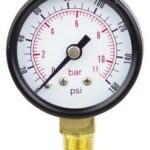 Pressure Gauge 0 o 200 Psi Brass 1/4" Male NPT Thread Lower Mount, Multiple Function