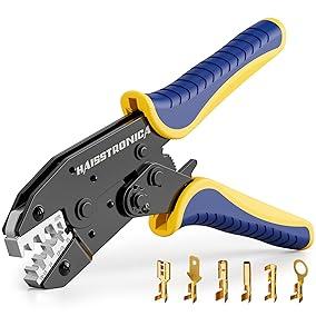 Haistronica Haisstronica Crimping Tool for Non-Insulated Open Barrel Terminals Receptacles,AWG 20-10 Ratchet Wire Crimper